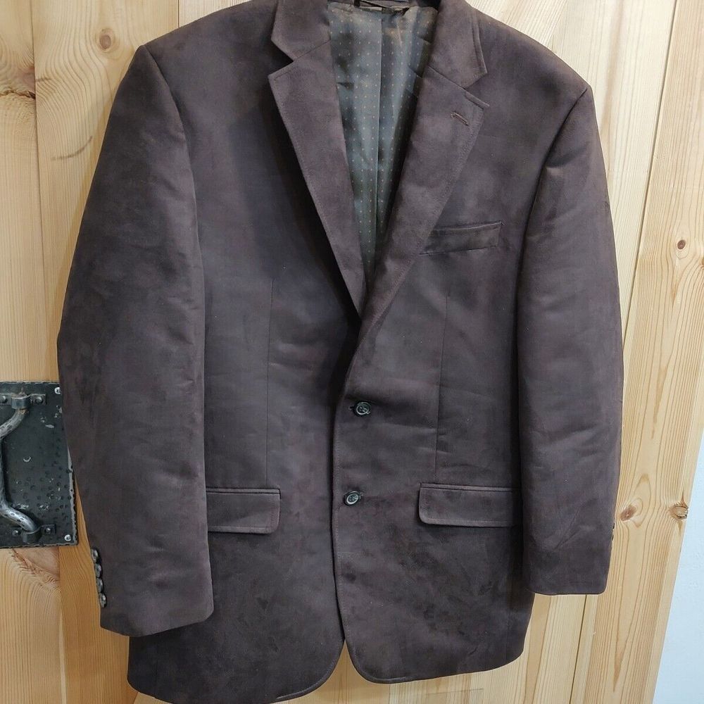 Chaps Blazer‎ Mens Sz 40R Chocolate Velvet Two Button Jacket Lined Inner Pockets